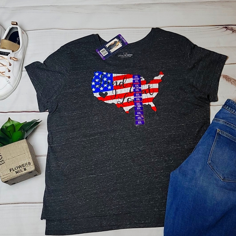 Gray top with with a map of the United States